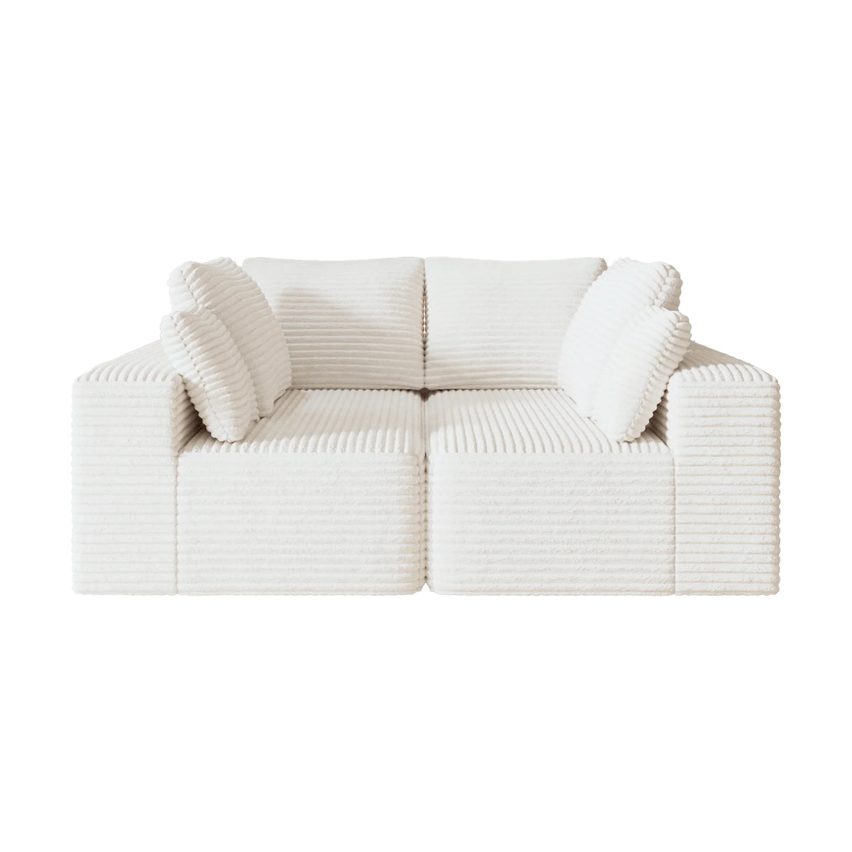 Matrix 4-Seater beige Modular Loveseats | 2-Piece, Corduroy Fabric, Compact Design