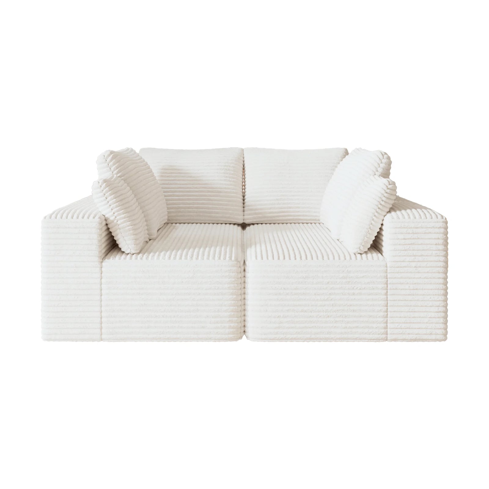 Sofás modulares Matrix de 4 plazas en color beige | 2 piezas, tela de pana, diseño compacto