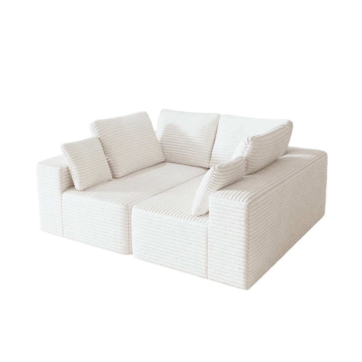 Matrix 4-Seater beige Modular Loveseats | 2-Piece, Corduroy Fabric, Compact Design