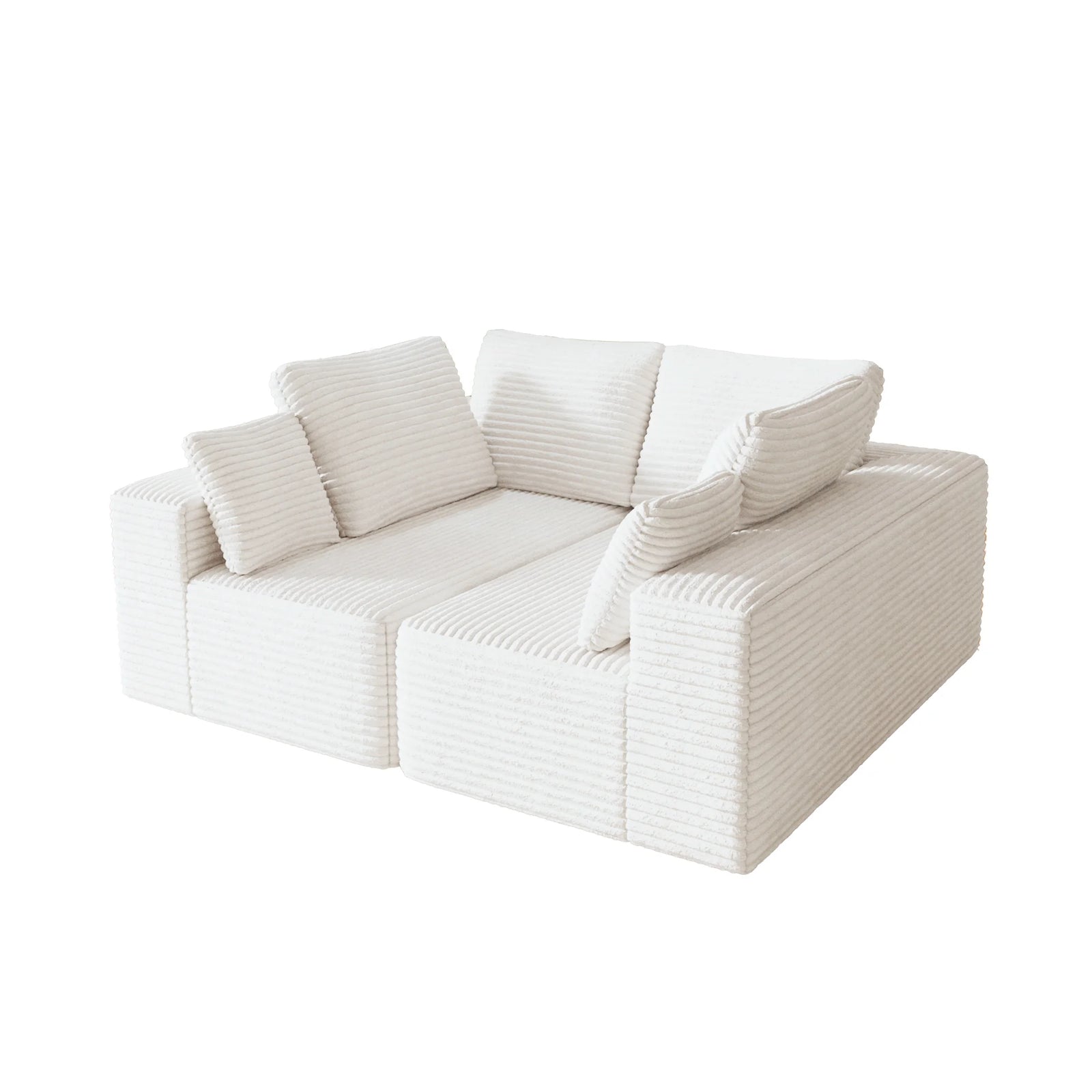 Sofás modulares Matrix de 4 plazas en color beige | 2 piezas, tela de pana, diseño compacto