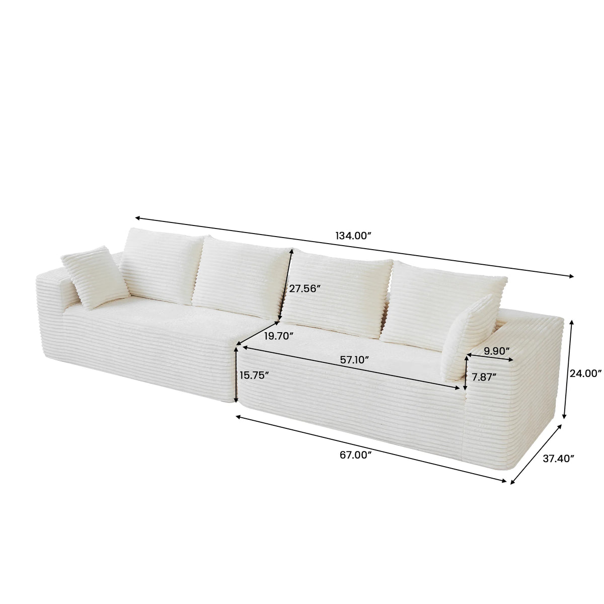 Matrix 4-Seater beige Modular Loveseats | 2-Piece, Corduroy Fabric, Compact Design
