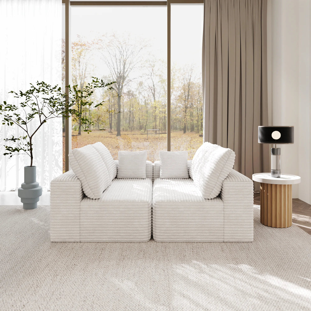 Sofás seccionales Matrix Nook | Loveseats de 2 piezas en pana beige