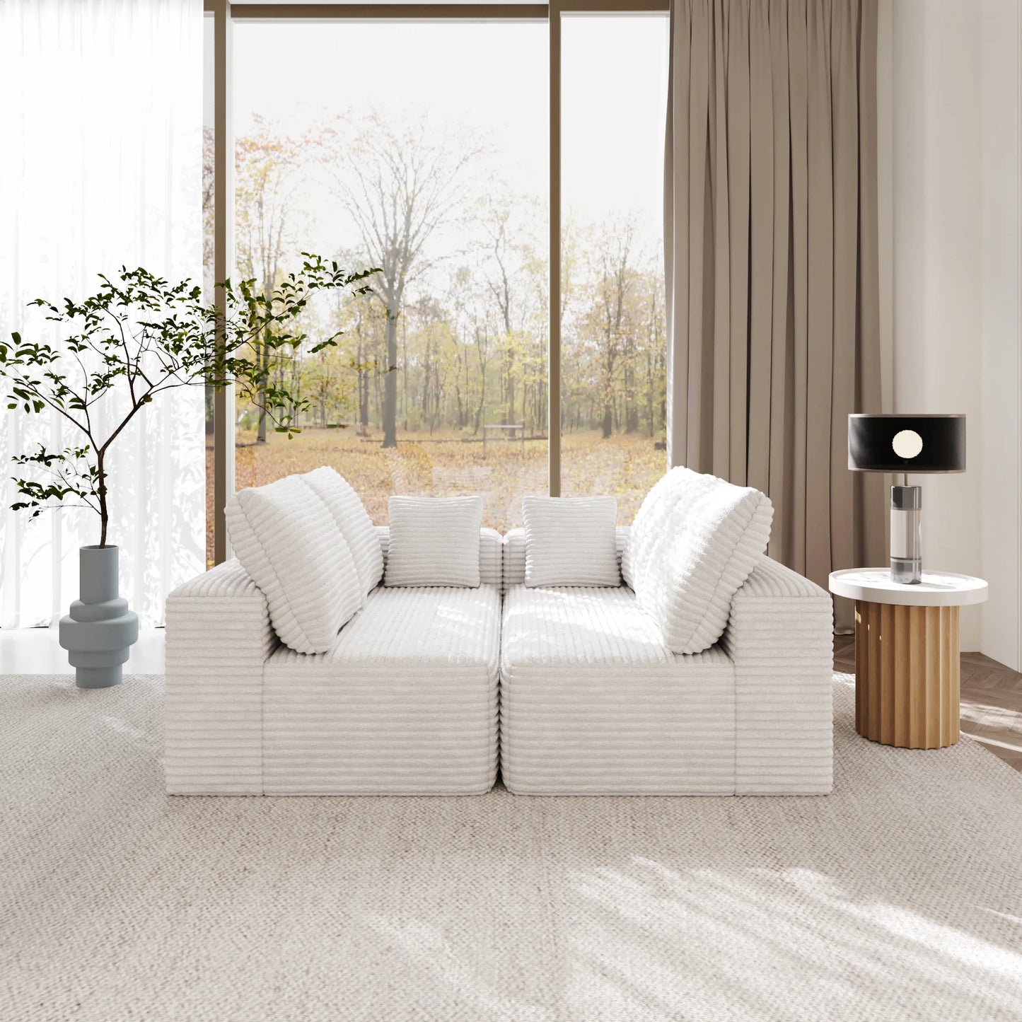 Sofás seccionales Matrix Nook | Loveseats de 2 piezas en pana beige