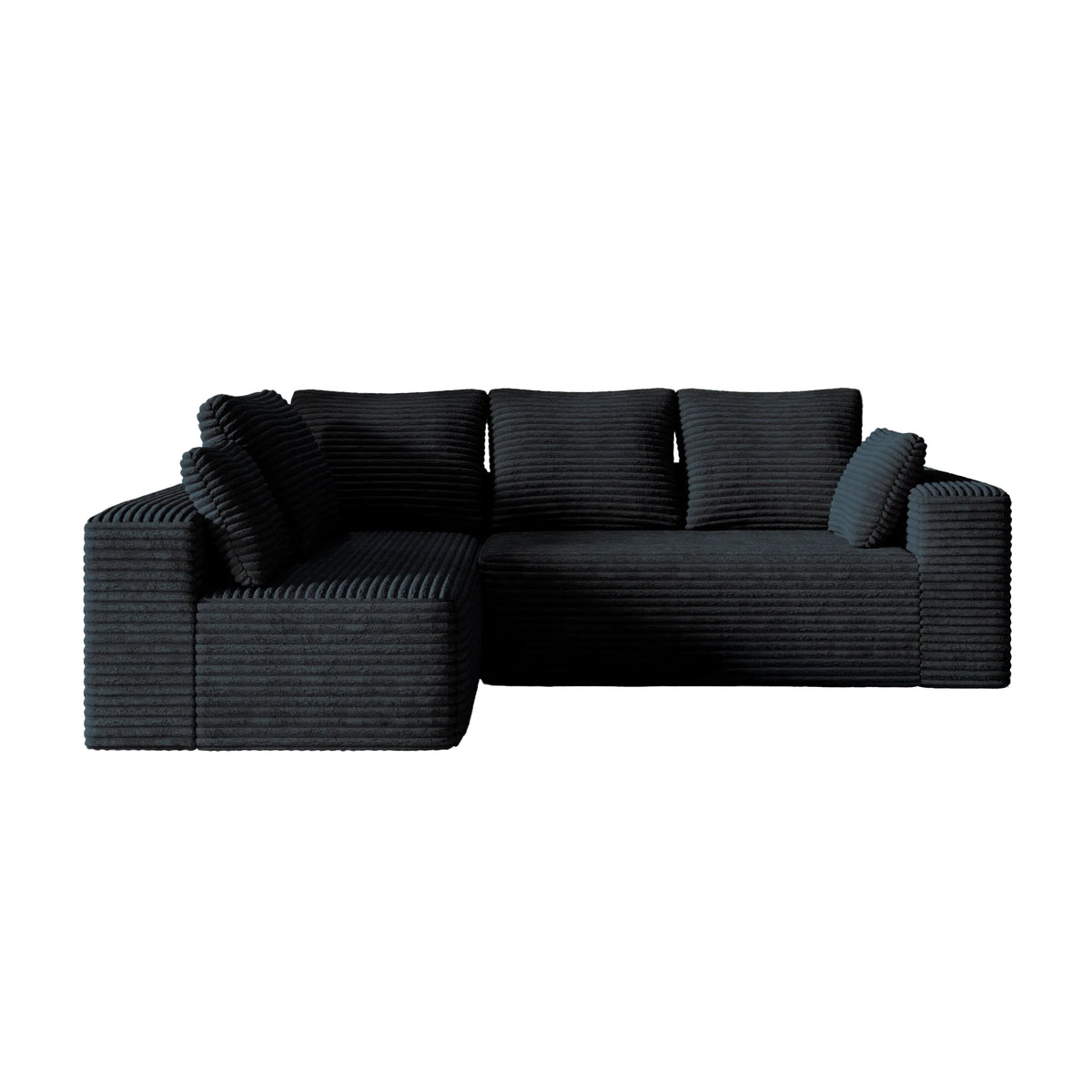 Matrix 4-Seater black Modular L-Shaped Sectionals | 2-Piece, Corduroy Fabric, Compact Design