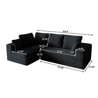 Sofás seccionales Matrix Nook | Sofás seccionales de 2 piezas en forma de L de pana negra de 2 plazas