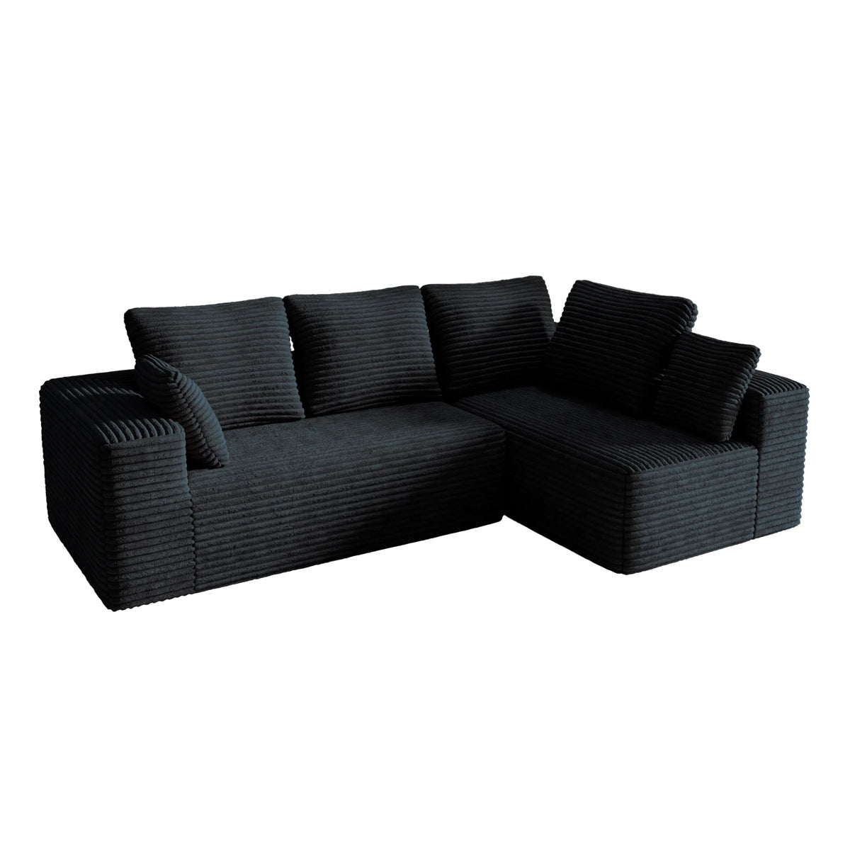 Matrix 4-Seater black Modular L-Shaped Sectionals | 2-Piece, Corduroy Fabric, Small Space