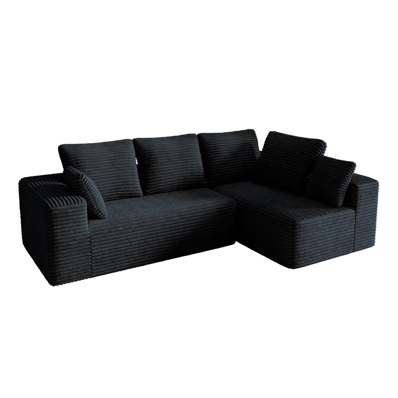 Seccionales modulares Matrix de 4 plazas en forma de L de color negro | 2 piezas, tela de pana, espacios pequeños