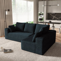 Sofás seccionales Matrix Nook | Sofás seccionales de 2 piezas en forma de L de pana negra de 2 plazas