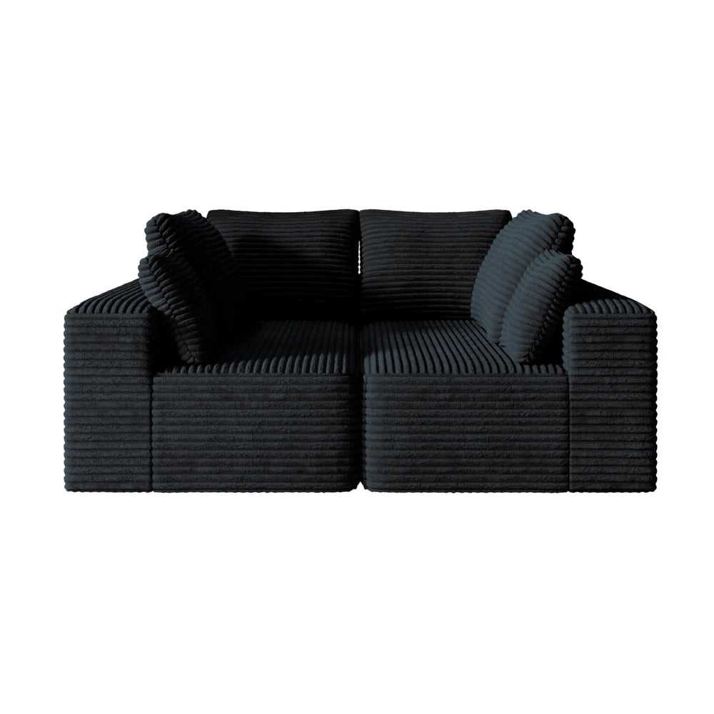 Sofás seccionales Matrix Nook | Loveseats de 2 piezas de pana negra de 2 plazas