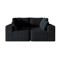 Sofás seccionales Matrix Nook | Loveseats de 2 piezas de pana negra de 2 plazas