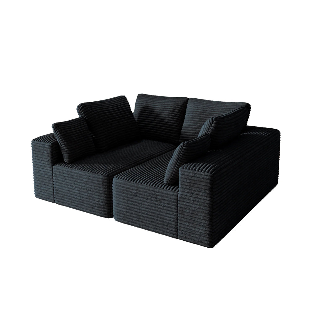 Sofás seccionales Matrix Nook | Loveseats de 2 piezas de pana negra de 2 plazas
