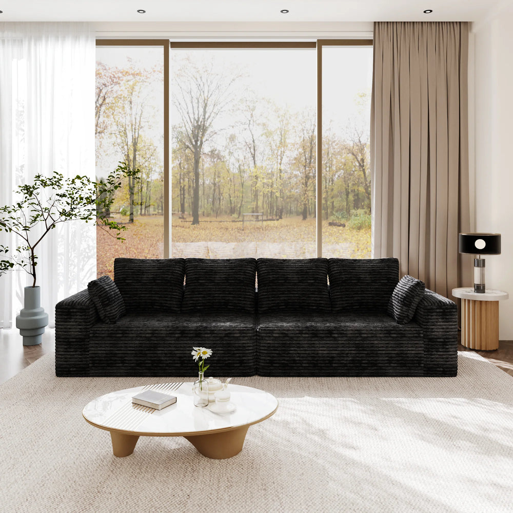 Sofás seccionales Matrix Nook | Loveseats de 2 piezas de pana negra de 2 plazas