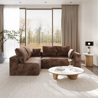 Sofás seccionales Matrix Nook | Sofás seccionales en forma de L de 2 piezas en pana marrón de 2 plazas