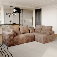 Sofás seccionales Matrix Nook | Sofás seccionales en forma de L de 2 piezas en pana marrón de 2 plazas