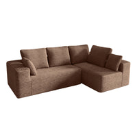Sofás seccionales Matrix Nook | Sofás seccionales en forma de L de 2 piezas en pana marrón de 2 plazas