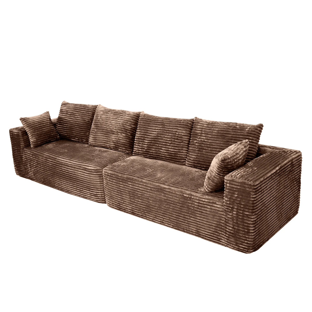 Sofás modulares Matrix de 4 plazas color marrón | 2 piezas, tela de pana, diseño compacto