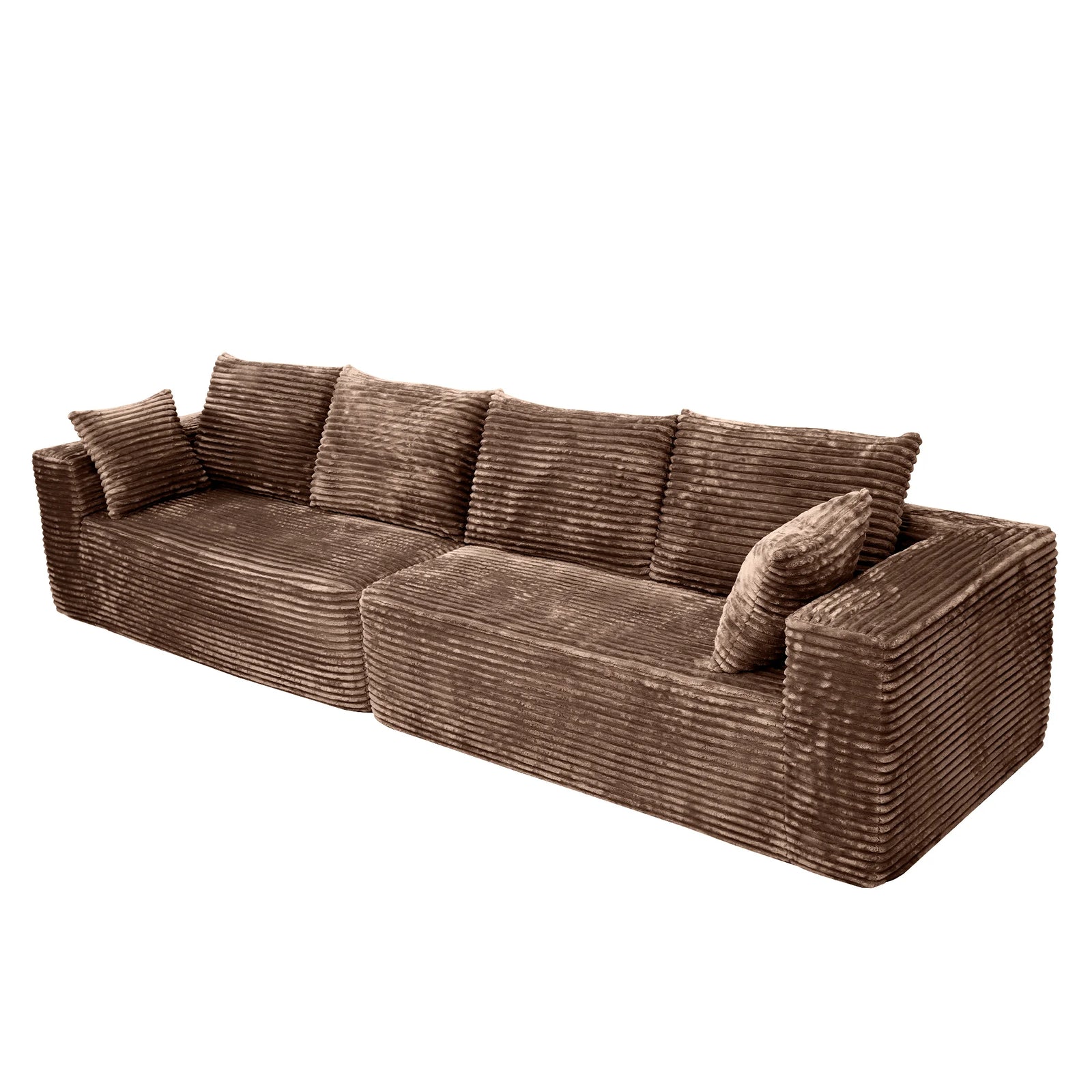 Sofás modulares Matrix de 4 plazas color marrón | 2 piezas, tela de pana, diseño compacto