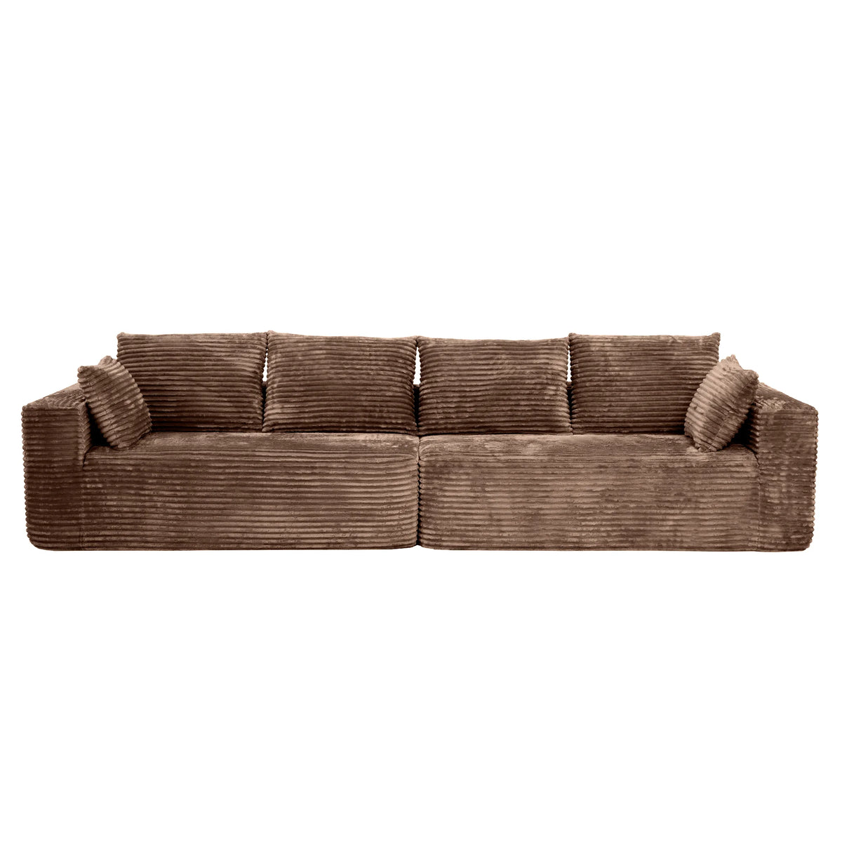 Sofás modulares Matrix de 4 plazas color marrón | 2 piezas, tela de pana, diseño compacto