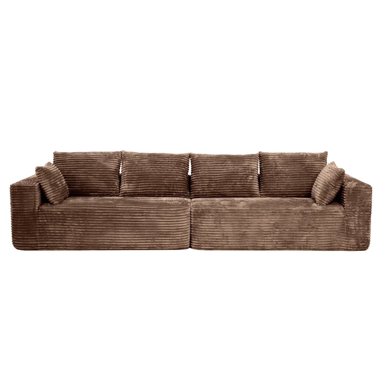Sofás modulares Matrix de 4 plazas color marrón | 2 piezas, tela de pana, diseño compacto