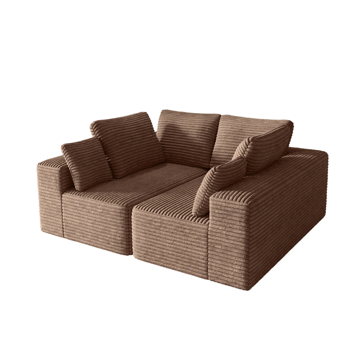 Sofás modulares Matrix de 4 plazas color marrón | 2 piezas, tela de pana, diseño compacto