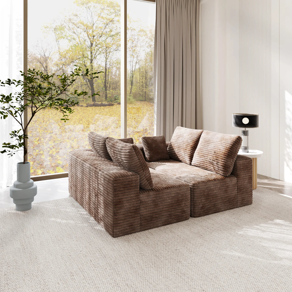 Sofás seccionales Matrix Nook | Loveseats de 2 piezas en pana marrón