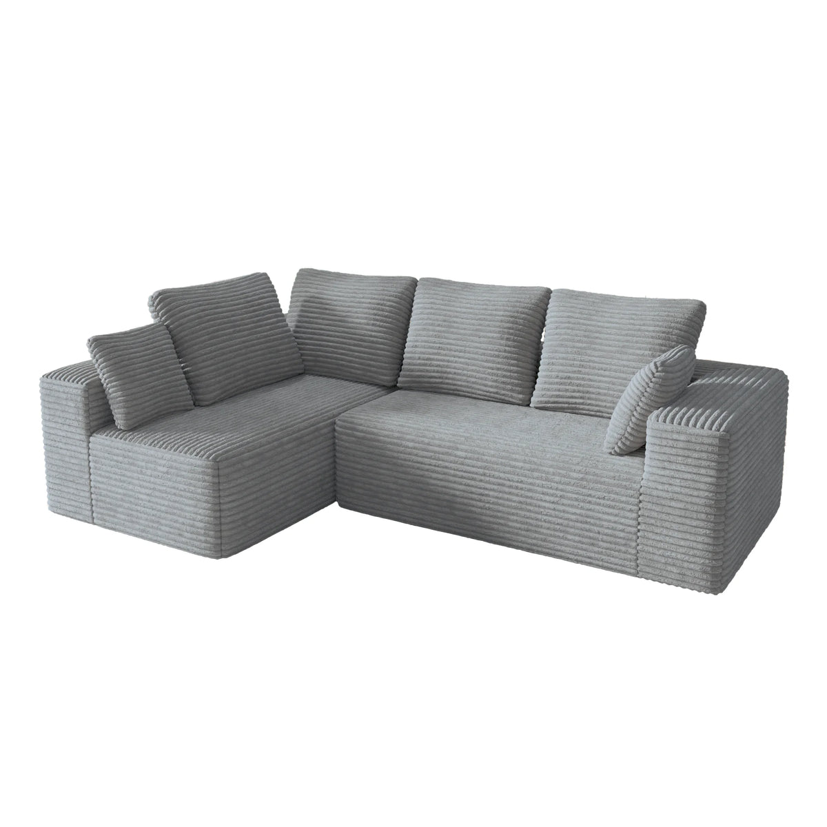 Matrix Nook Sectional Sofas | 2-Piece Corduroy Light Grey L-Shaped Sectionals 2-Seater