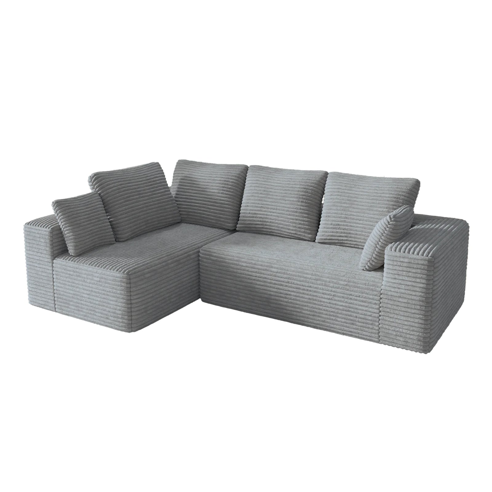 Matrix 4-Seater light-grey Modular L-Shaped Sectionals | 2-Piece, Corduroy Fabric, Apartment Friendly