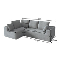 Sofás seccionales Matrix Nook | Sofás seccionales en forma de L de 2 piezas de pana gris claro de 2 plazas