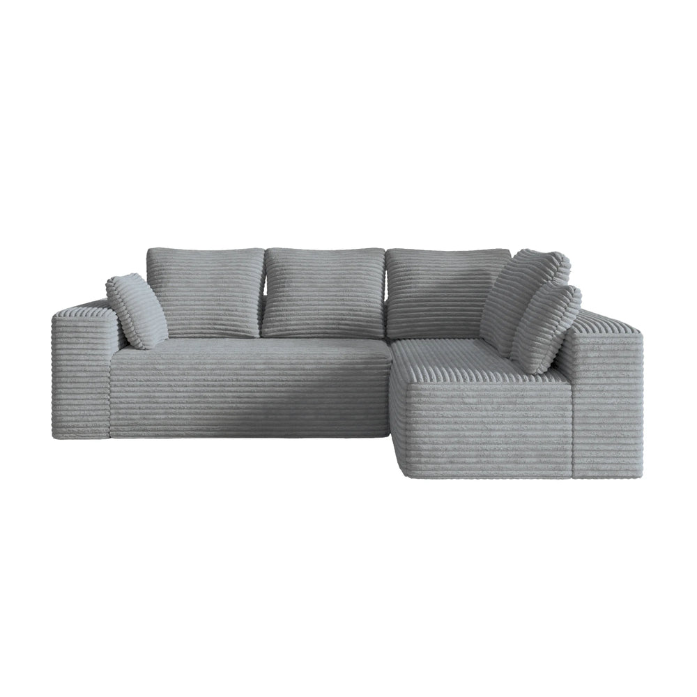 Sofás seccionales Matrix Nook | Sofás seccionales en forma de L de 2 piezas de pana gris claro de 2 plazas