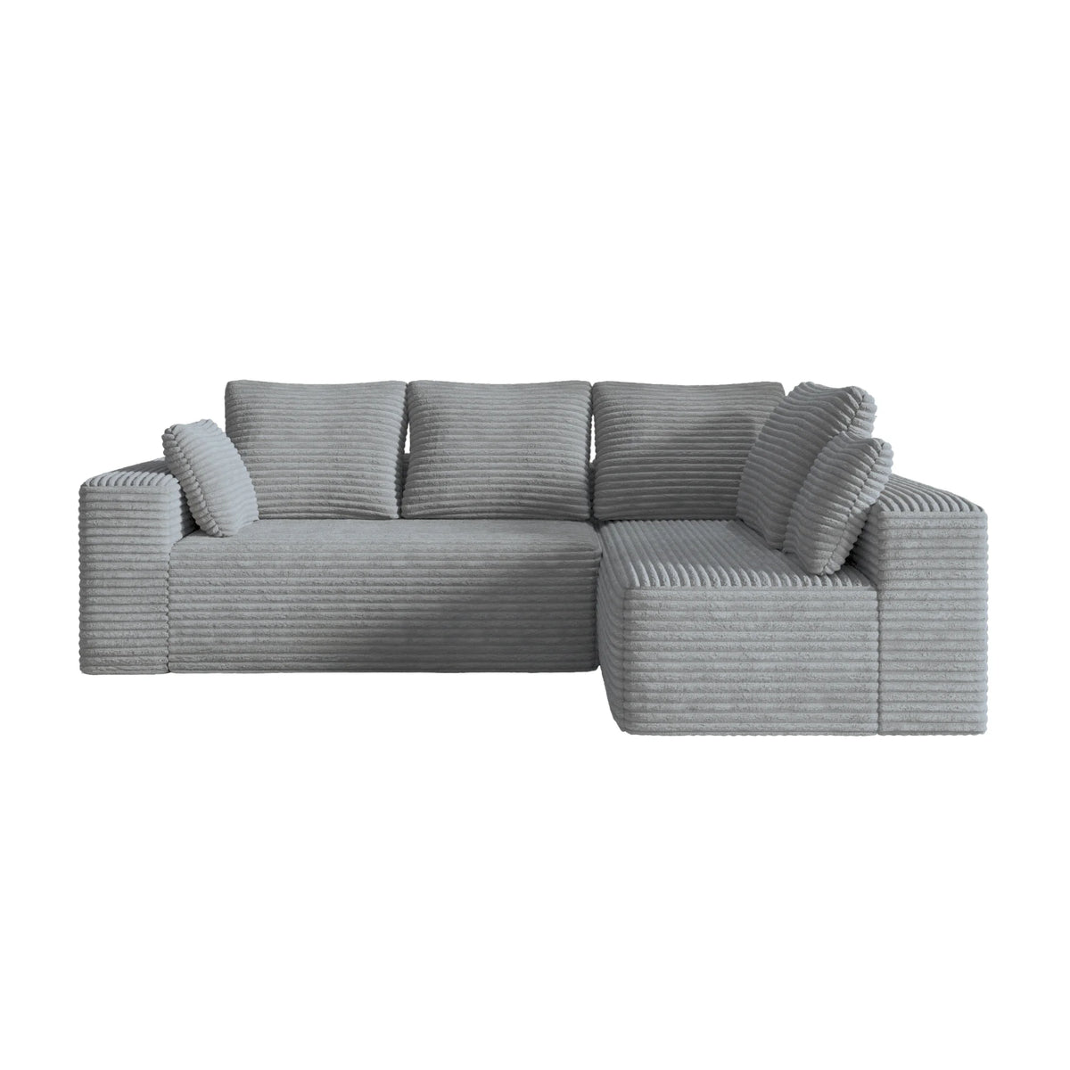 Seccionales modulares Matrix de 4 asientos, en forma de L, gris claro | 2 piezas, tela de pana, diseño compacto