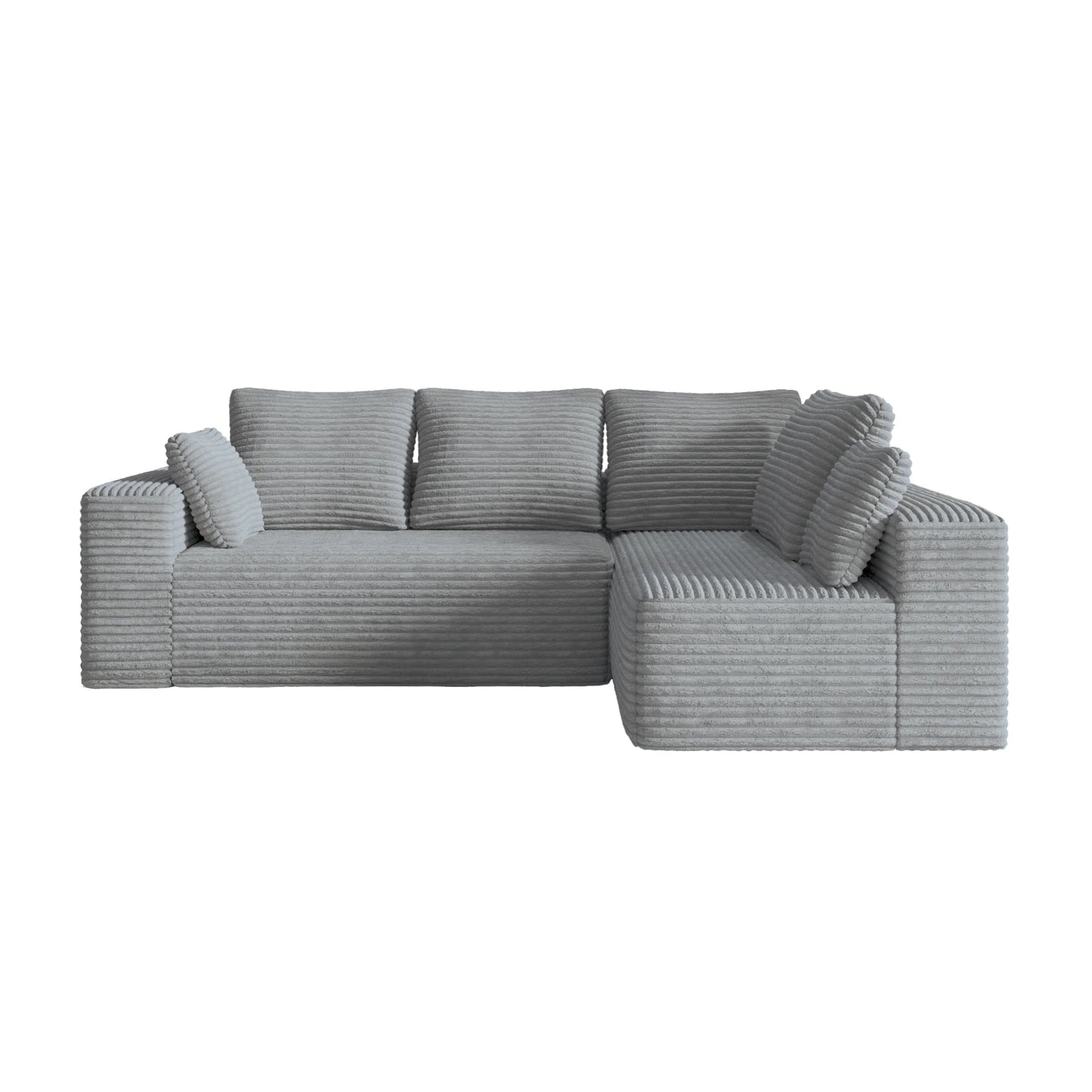 Sofás seccionales Matrix Nook | Sofás seccionales en forma de L de 2 piezas de pana gris claro de 2 plazas