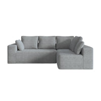 Sofás seccionales Matrix Nook | Sofás seccionales en forma de L de 2 piezas de pana gris claro de 2 plazas