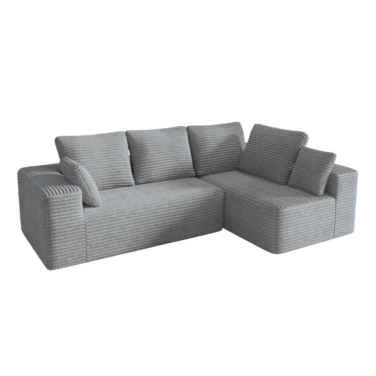 Seccionales modulares Matrix de 4 asientos, en forma de L, gris claro | 2 piezas, tela de pana, diseño compacto