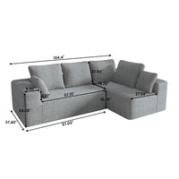 Sofás seccionales Matrix Nook | Sofás seccionales en forma de L de 2 piezas de pana gris claro de 2 plazas