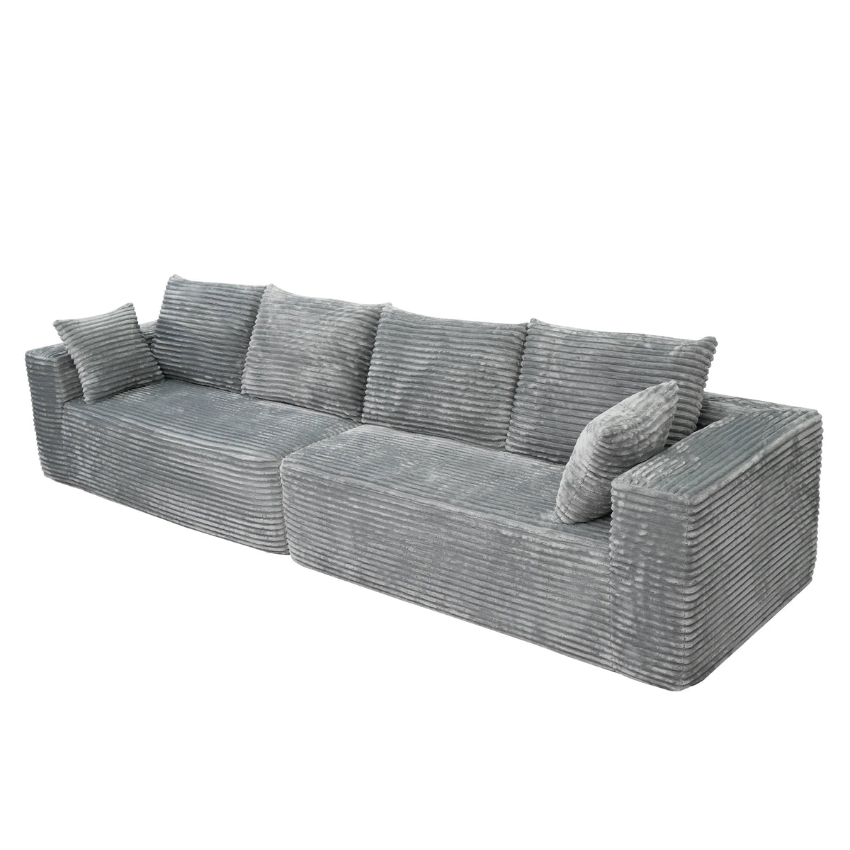 Sofás modulares Matrix de 4 plazas, gris claro | 2 piezas, tela de pana, para espacios pequeños
