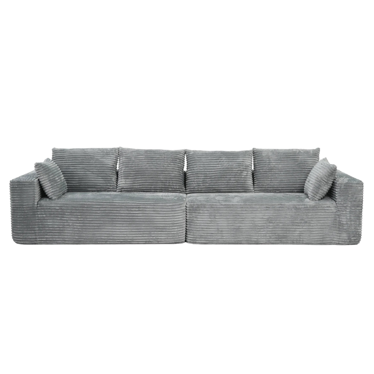 Sofás modulares Matrix de 4 plazas, gris claro | 2 piezas, tela de pana, para espacios pequeños