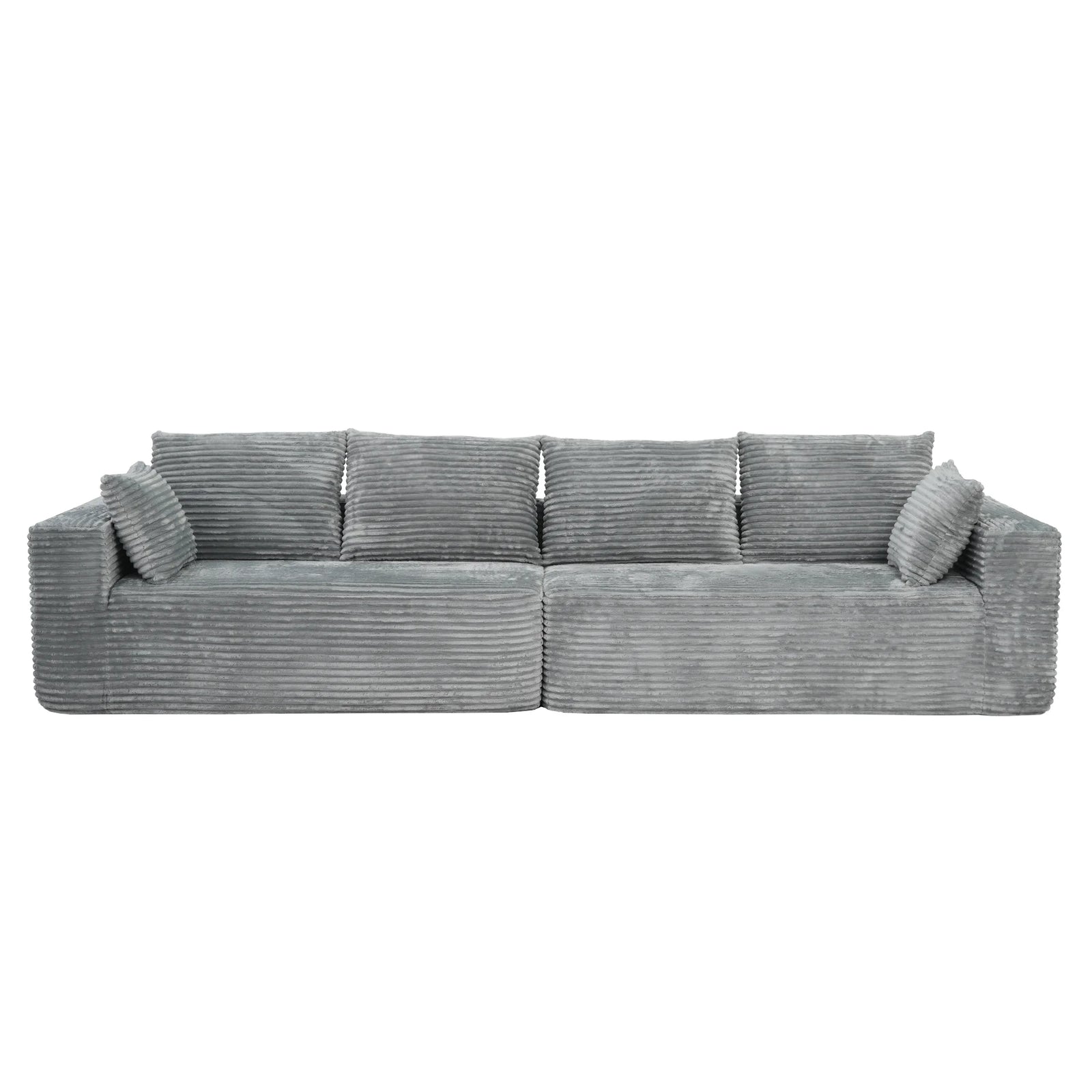 Matrix 4-Seater light-grey Modular Loveseats | 2-Piece, Corduroy Fabric, Small Space
