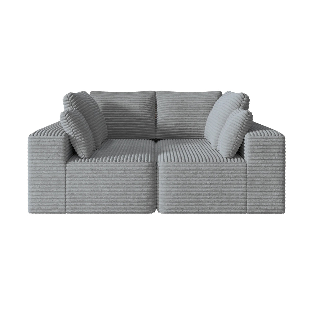 Sofás seccionales Matrix Nook | Loveseats de 2 piezas de pana gris claro de 2 plazas