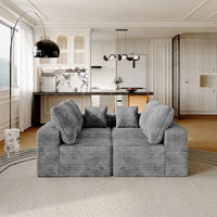 Sofás seccionales Matrix Nook | Loveseats de 2 piezas de pana gris claro de 2 plazas