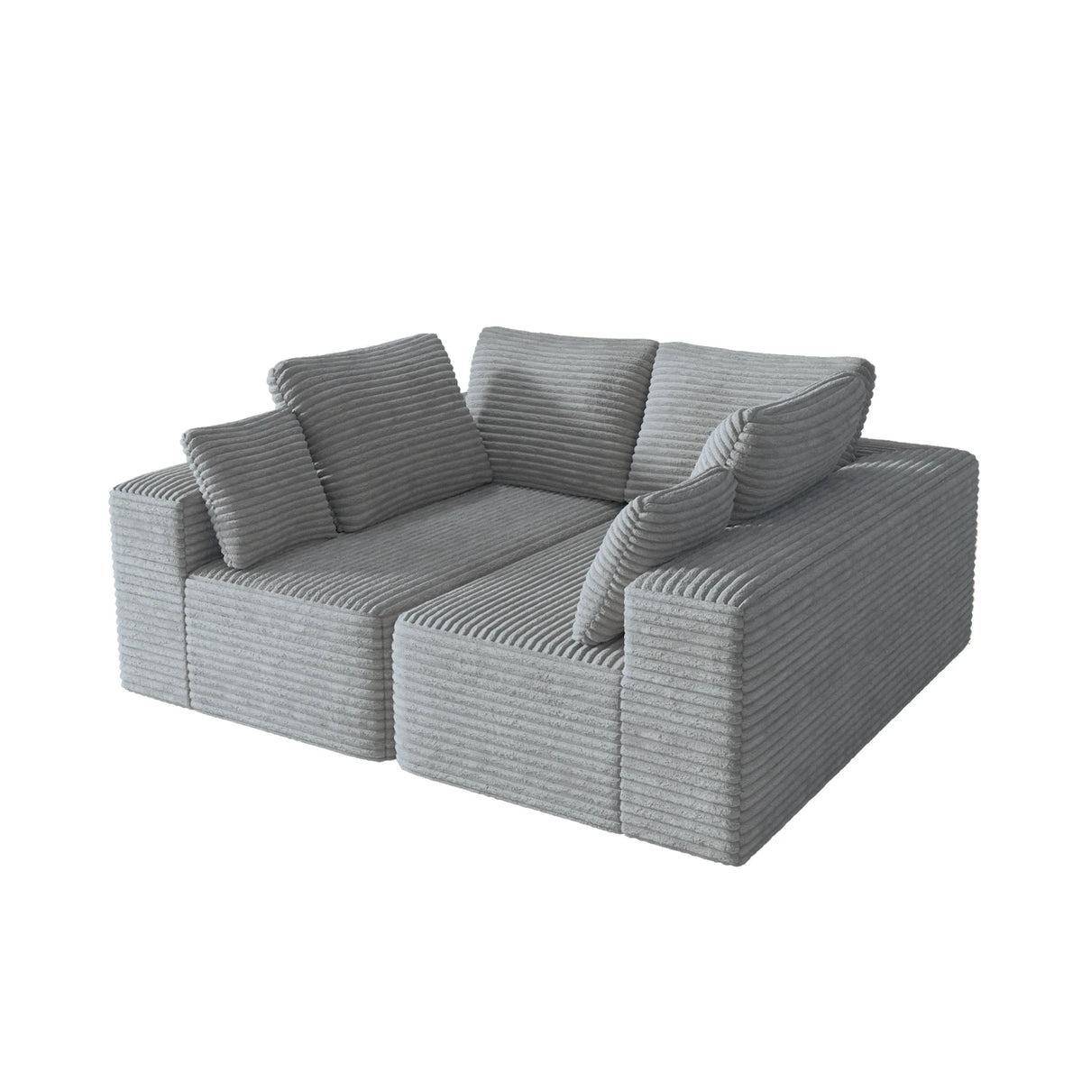 Sofás modulares Matrix de 4 plazas, gris claro | 2 piezas, tela de pana, para espacios pequeños