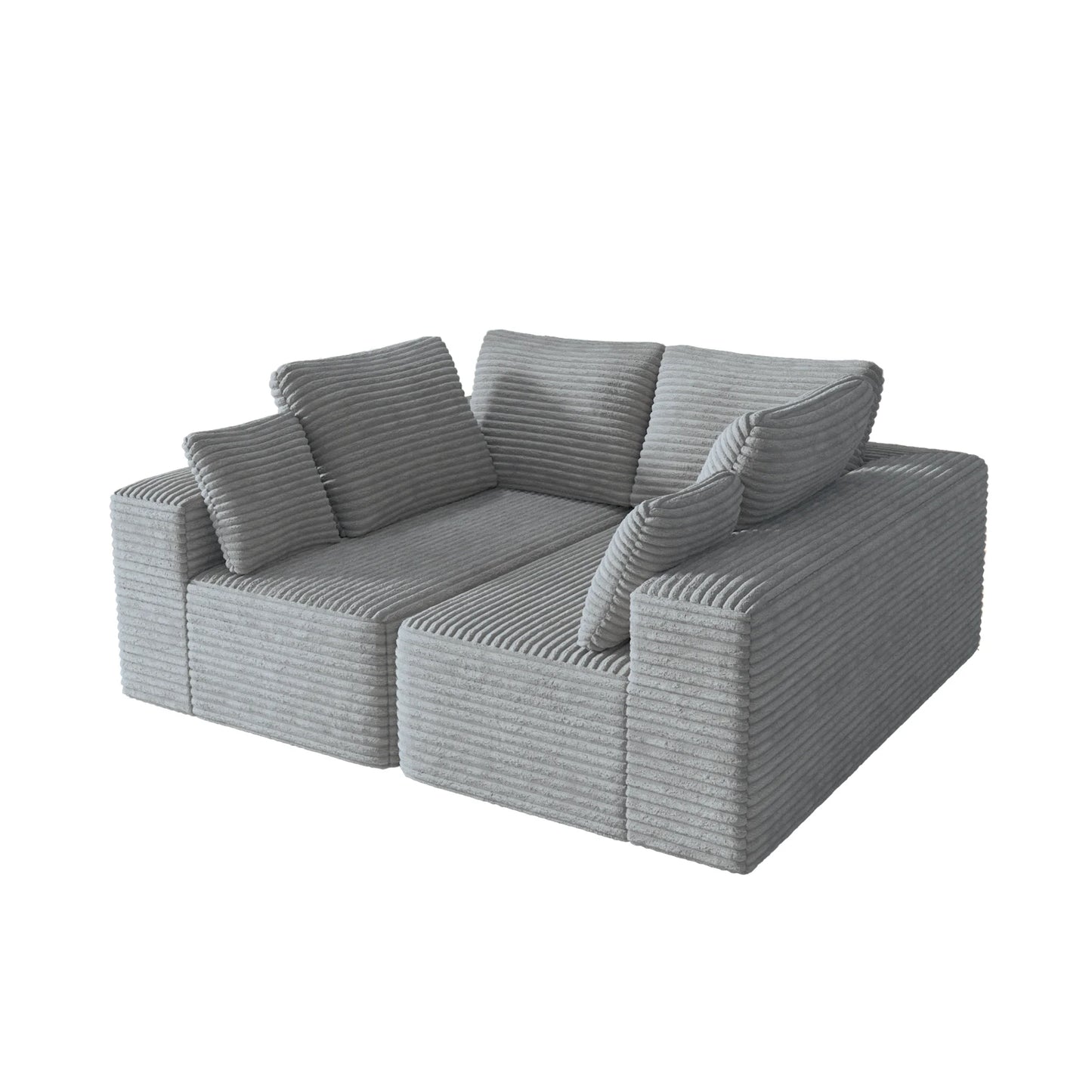 Sofás seccionales Matrix Nook | Loveseats de 2 piezas de pana gris claro de 2 plazas