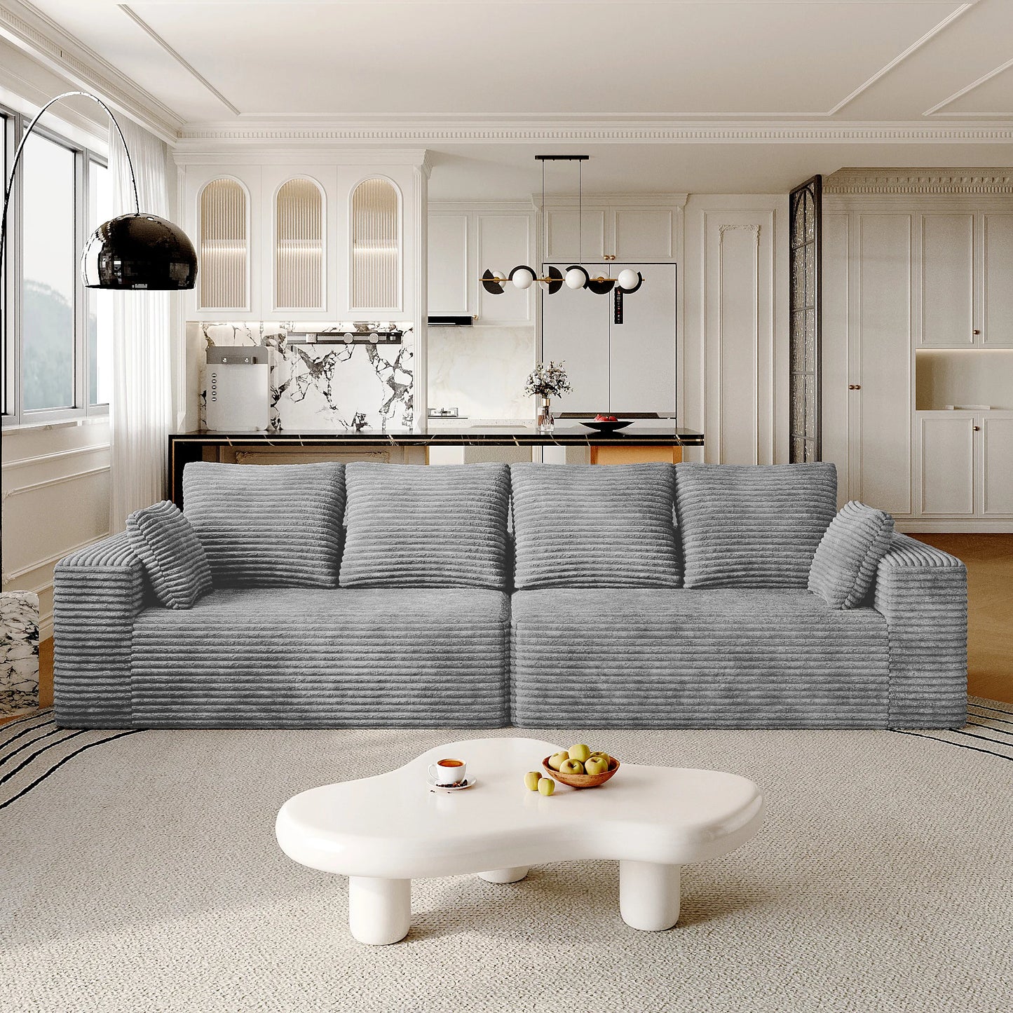 Sofás seccionales Matrix Nook | Loveseats de 2 piezas de pana gris claro de 2 plazas