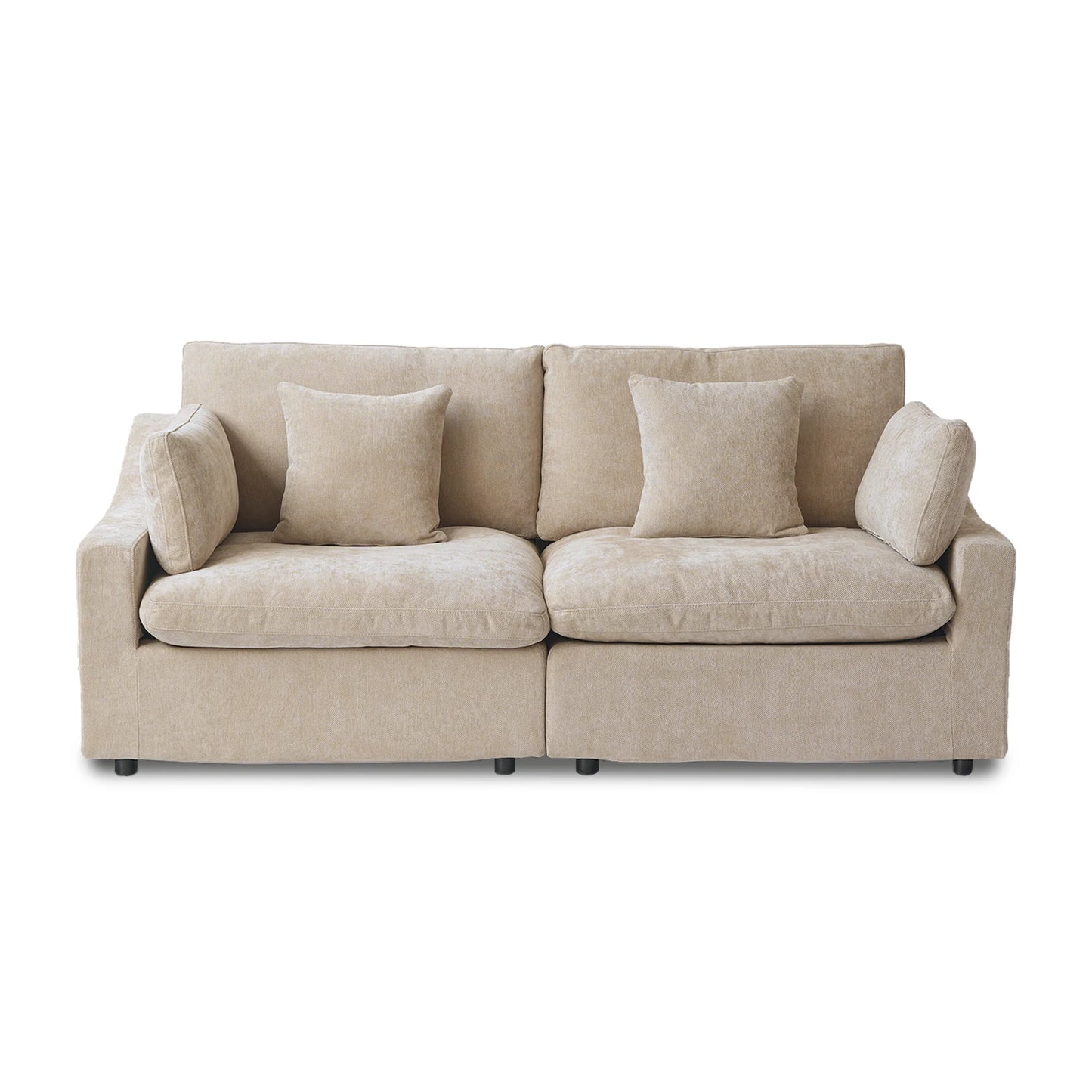Deluxe Slope Cloud Sectional Sofas | 2-Piece Linen Khaki Loveseats 2-Seater