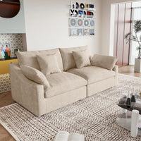 Deluxe Slope Cloud Sectional Sofas | 2-Piece Linen Khaki Loveseats 2-Seater