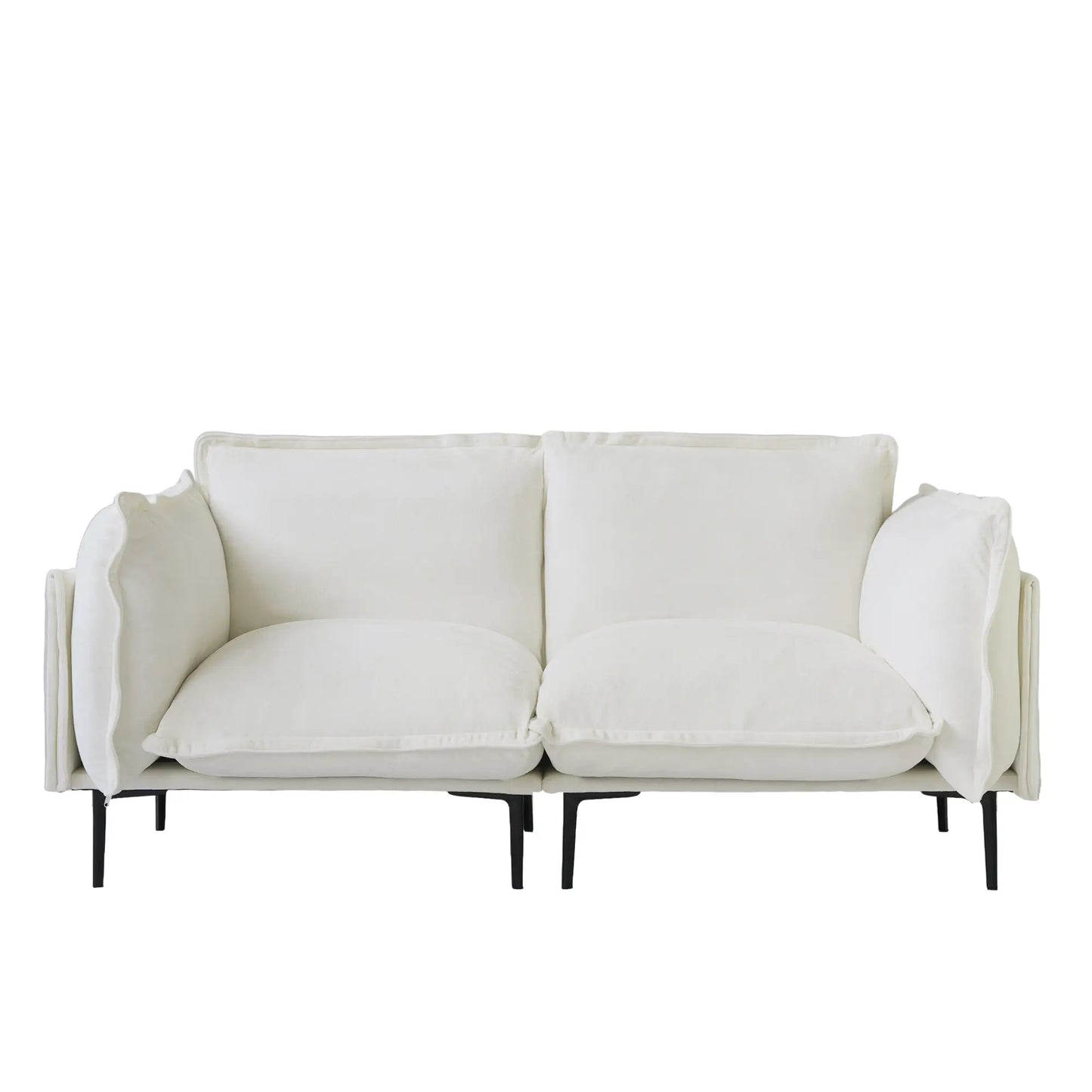 Deluxe Urban Cloud Sectional Sofas | 2-Piece Velvet Beige Loveseats 2-Seater