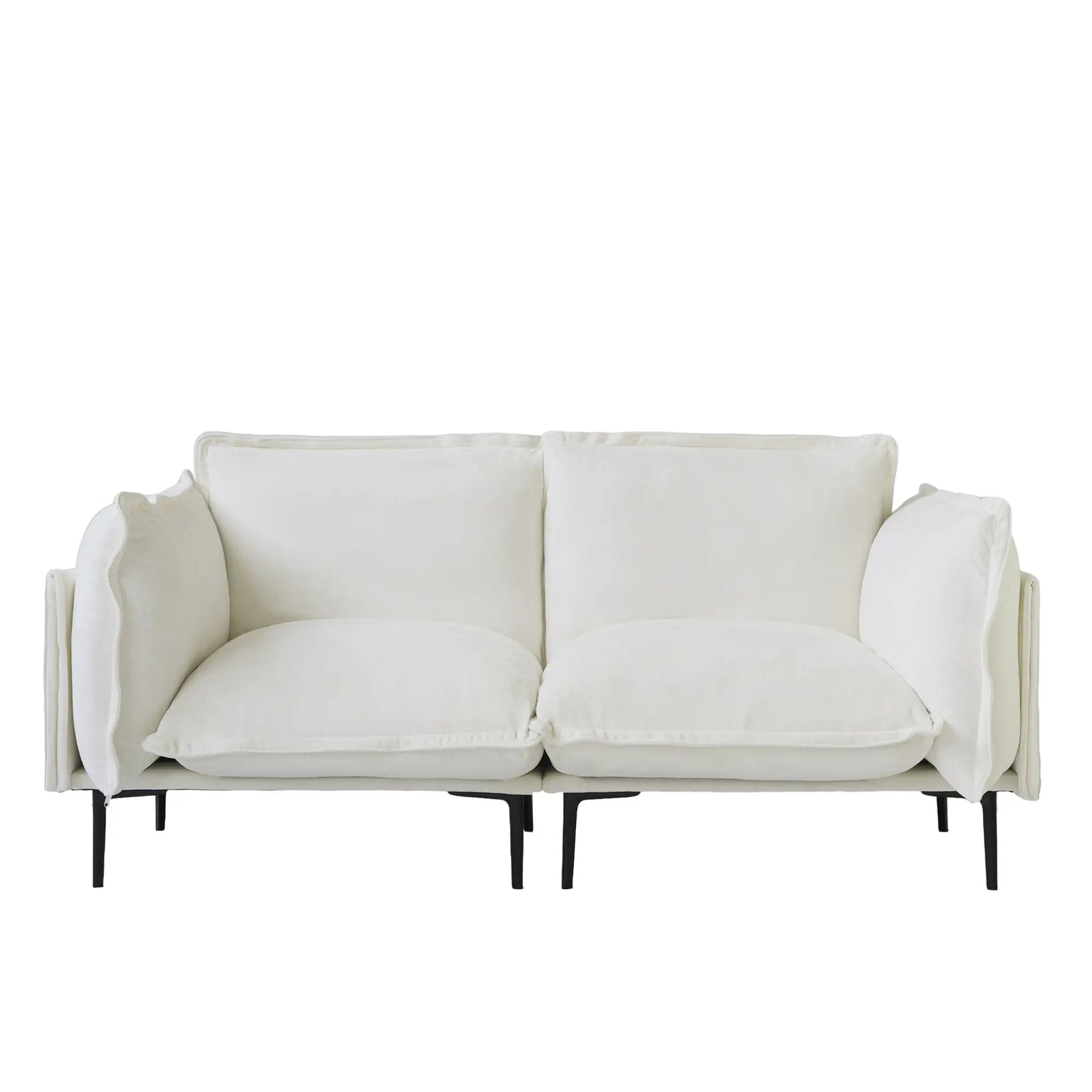 Sofá modular de dos plazas Deluxe Cloud color beige | 2 piezas, tela de terciopelo, para espacios pequeños
