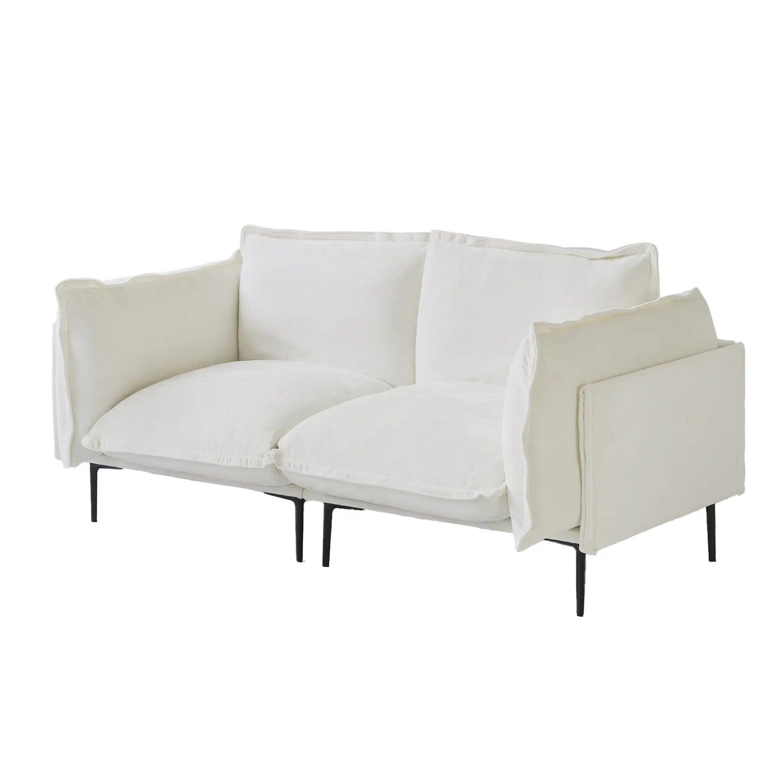 Sofá modular de dos plazas Deluxe Cloud color beige | 2 piezas, tela de terciopelo, para espacios pequeños