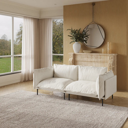Deluxe Urban Cloud Sectional Sofas | 2-Piece Velvet Beige Loveseats 2-Seater