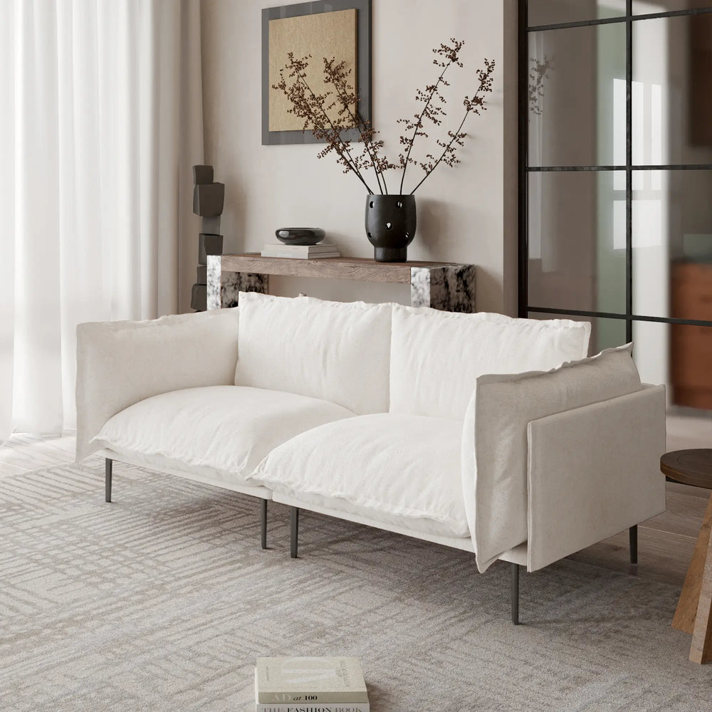 Deluxe Urban Cloud Sectional Sofas | 2-Piece Velvet Beige Loveseats 2-Seater