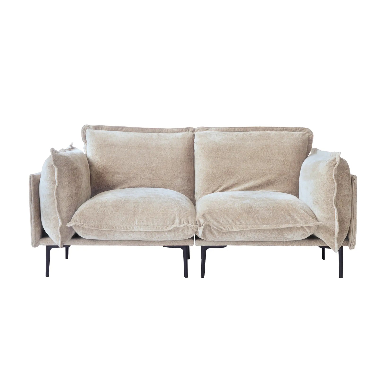 Sofá modular de dos plazas Deluxe Cloud, color marrón | 2 piezas, tela de terciopelo, ideal para apartamentos.